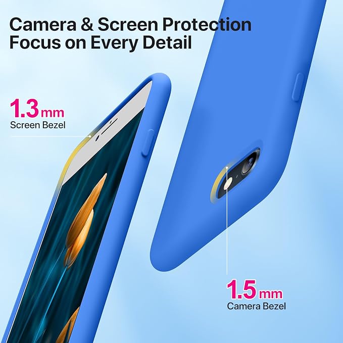 Miracase Silicone for iPhone SE 2022/SE 2020/7/8 Case,Mediterranean Blue | Ultra Slim Cover with Screen Protector, Soft Microfiber Lining, Multi-Color Premium Silicone Shockproof Phone Case - Image 3