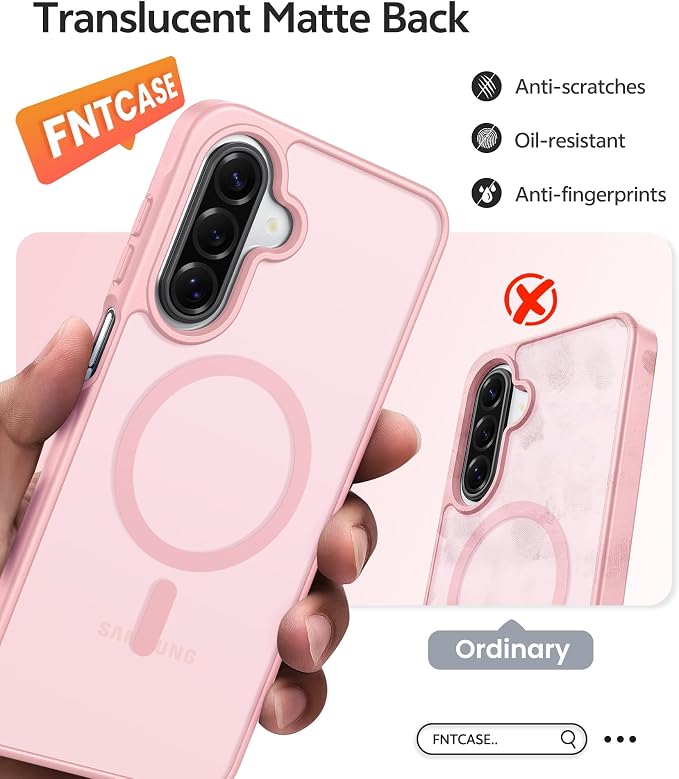 FNTCASE for Galaxy A17/A16 5G Phone Case, Fit for Magsafe, Screen Protector | Translucent Matte, 14FT Military Grade Drop Protection, Slim Shockproof Protective, for Samsung A 17 A 16 Cover, Light Pink - Image 6