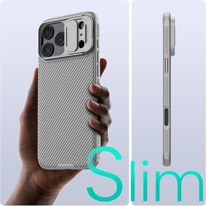 Nillkin for iPhone 17 Pro Case with Slide Camera Cover & Thin Slim Fit | Shockproof Protective | Protector Privacy | Phone Case Camera Lens Protector, Gray - Image 5