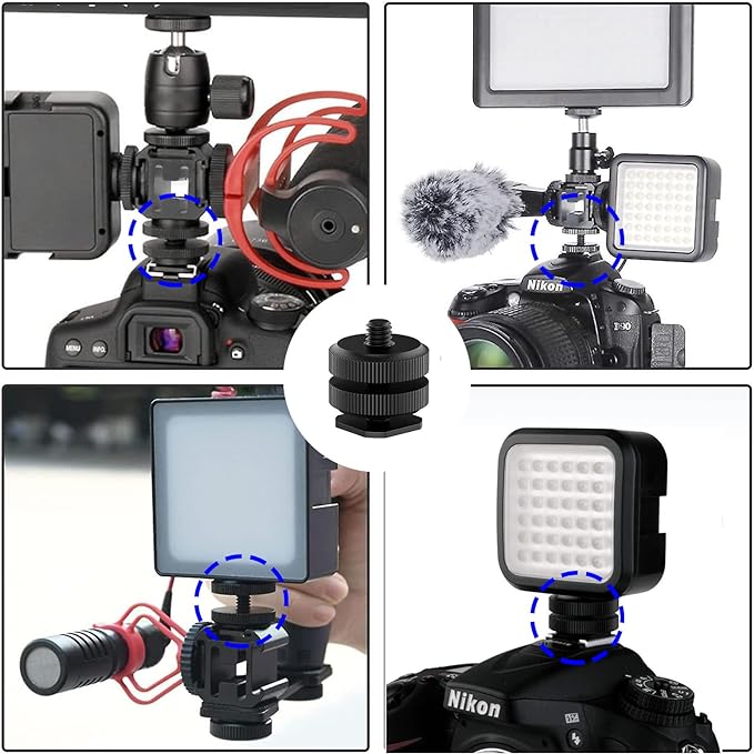 Camera Hot Shoe Mount(1 Pack) to 1/4"-20 Tripod Screw Adapter Flash Shoe Mount for DSLR Camera Rig - Image 4