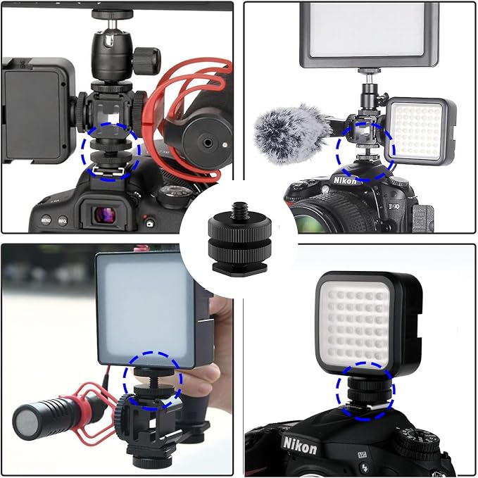 Camera Hot Shoe Mount(2 Pack) to 1/4"-20 Tripod Screw Adapter Flash Shoe Mount for DSLR Camera Rig - Image 4