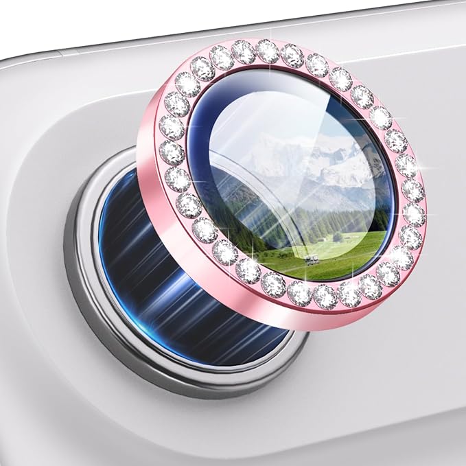for iPhone 17 Air Camera Lens Protector Cover Bling Diamond, Pink | Individual Metal, 9H Hardness, Scratch Resistant, Shockproof, Drop Protection, Case Friendly, Stylish Accessories by Xfilm