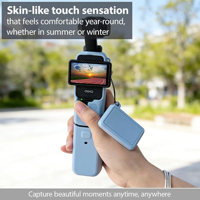 Case for DJI Osmo Pocket 3/Xtra Muse Camera, Soft Silicone Protective Case, Anti-Scratch, Slim Fit Skin with mic Cover and Screen Protector Accessories for Osmo Pocket 3/Xtra Muse (Sky Blue) - Image 3