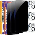 IMBZBK 3 Pack Privacy Screen Protector for iPhone 15 Plus, Tempered Glass | 9H+ Hardness, Military Grade Shatterproof, Case Friendly, Bubble Free Easy Installation Frame, with 3 Camera Lens Protectors by IMBZBK