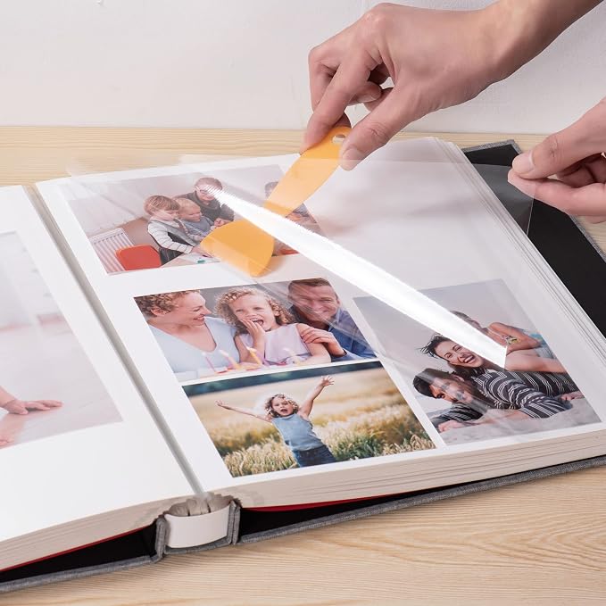 HoneyTolly Large Photo Album Self Adhesive, DIY Scrapbook Album for 600 Photos, 13"x12.6" 120 Pages Linen Cover Memory Book(Grey) - Image 4