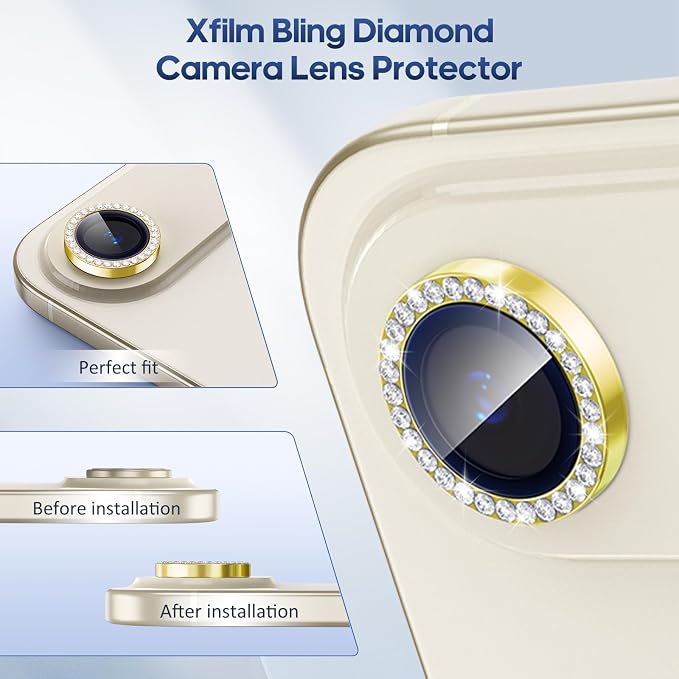for iPhone 17 Air Camera Lens Protector Cover Bling Diamond, Gold | Individual Metal, 9H Hardness, Scratch Resistant, Shockproof, Drop Protection, Case Friendly, Stylish Accessories - Image 5