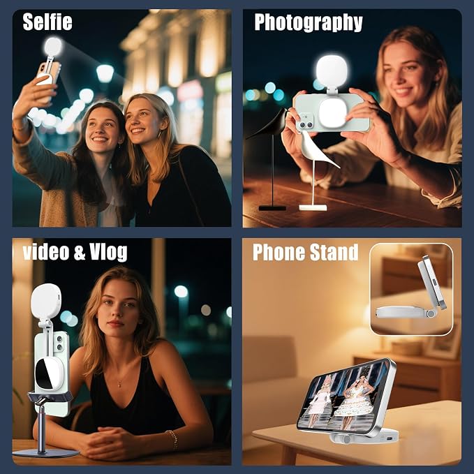 Magnetic Selfie Light, Phone Light Compatible with MagSafe iPhone & Android, Portable LED Fill Ring Light for Selfies/Photography/Video Recording/TikTok/Vlog/Zoom Calls/Conference/Makeup(White) - Image 4