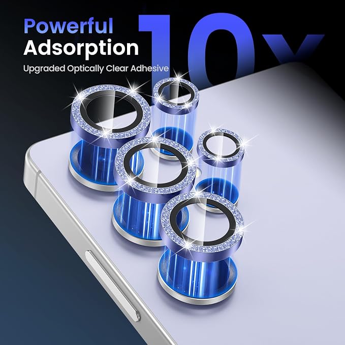 Tensea Compatible with Samsung Galaxy S25 Ultra Camera Lens Protector | 9H Tempered Glass Camera Cover Screen Protector Metal Individual Ring [Installation Tray][Case Friendly] - Image 4