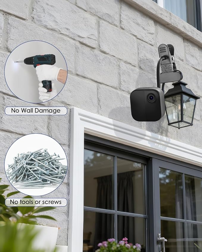 2 Pack Flexible Clip Clamp Mount Compatible with Blink Outdoor 2K+/ Outdoor 4/(3rd Gen) XT3/Blink XT/XT2/Mini, Clip Holder with 7.8 inches Gooseneck Arm for Your Blink Camera Without Any Tools - Image 5
