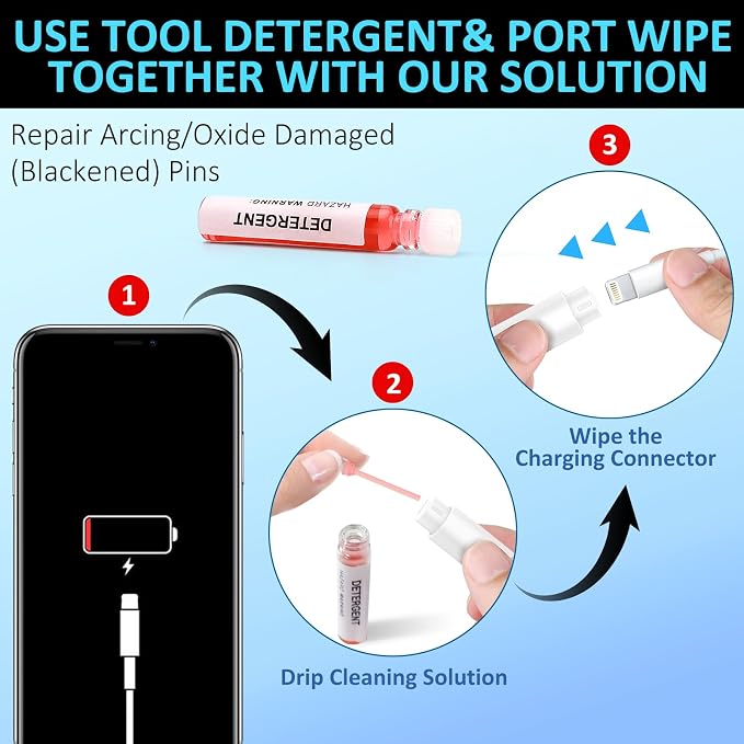 iPhone Cleaning Kit for Charging Port, Cleaner Kit for AirPod Phone, White | Multi-Tool, iPhone Cleaner, Repair Lightning Cable USB C Speaker Charger iPad Connector, Compact Portable, with Storage Case - Image 6
