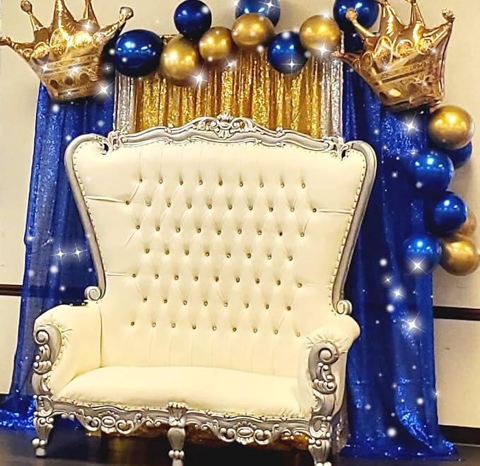 Poise3EHome 2ft x 8ft Blue Sequin Photography Backdrop Curtains 2 Panels for Party Decoration, Navy Blue - Image 3