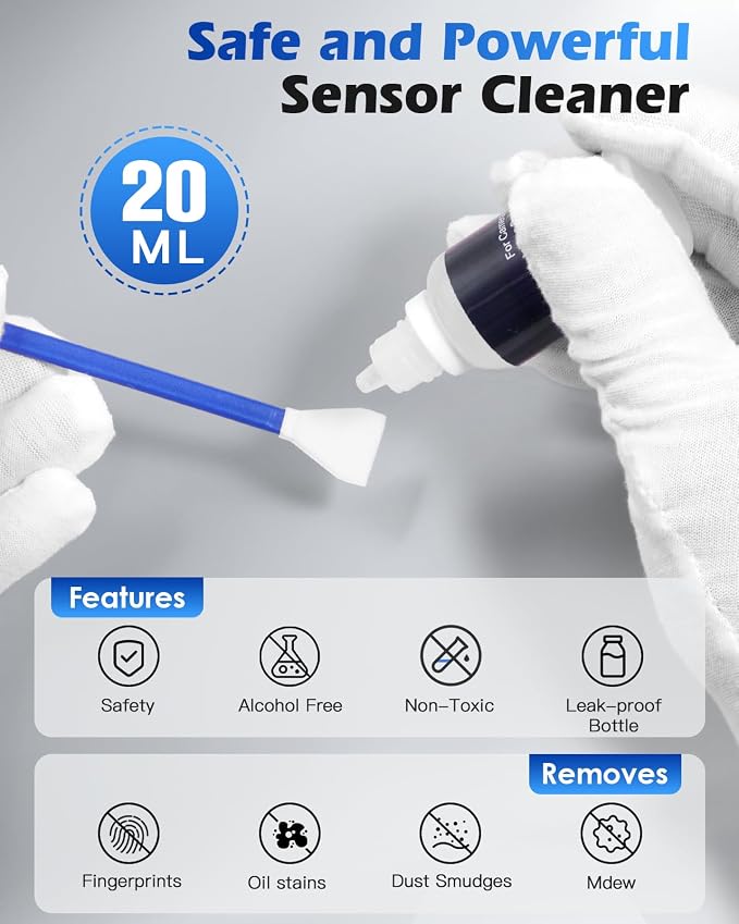 Zacro Camera Cleaning Kit 16mm APS-C Frame Sensor Cleaning Swab*8 + 20ml Sensor Cleaner for DSLR SLR Digital Camera CMOS Sensor Cleaning, Compatible with Nikon Sony Canon - Image 5