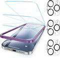 Fotbor [3+3 Pack for iPhone 15 Pro Screen Protector, Anti-Blue Light, [Eye Protection] 9H+ Tempered Glass with Camera Lens Protector by Fotbor