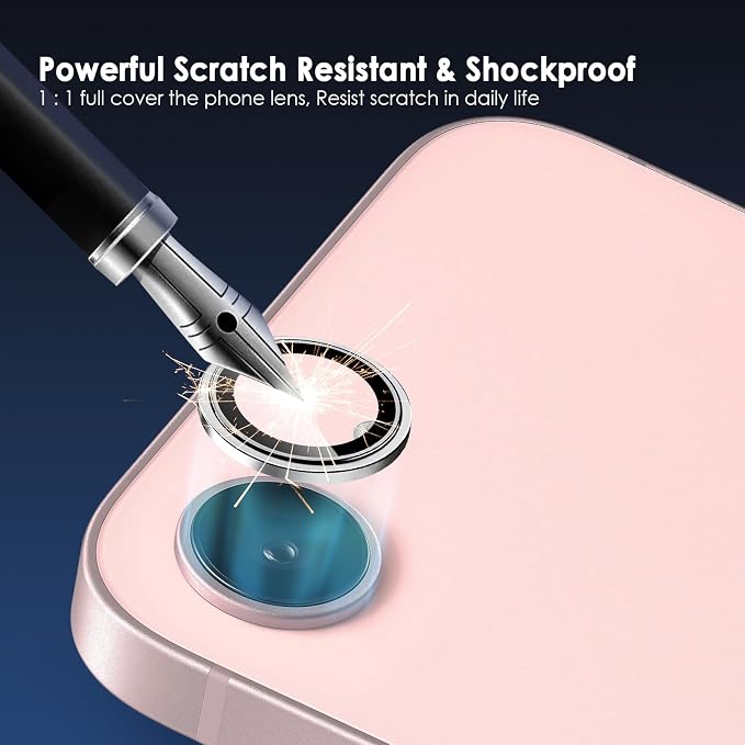 Camera Lens Protector for iPhone 17e & 16e, Silver | AR+AF, 9H Tempered Glass, Individual Metal Ring, Anti Glare, Fall Protection, Camera Screen Cover - Image 2
