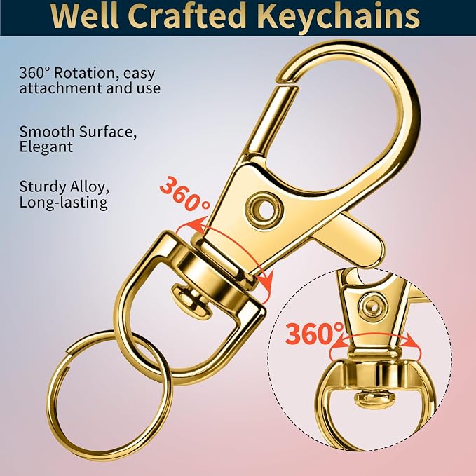 LEOBRO 60 PCS Lobster Claw Clasps and Key Rings, Keychain Clips and Key Chain Rings, Keychain Making Kit, for Key Chains, Jewelry Making, Crafts, Gold & Silver - Image 5