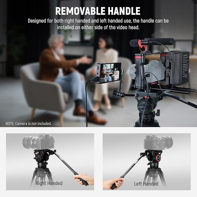 NEEWER Video Tripod with Fluid Head, Heavy Duty Aluminum Compact Portable Camera Tripod Stand for DSLR Camcorder Compatible with DJI Gimbals Compatible with Manfrotto QR Plates, Max Load 13.2 lb, TP73 - Image 4
