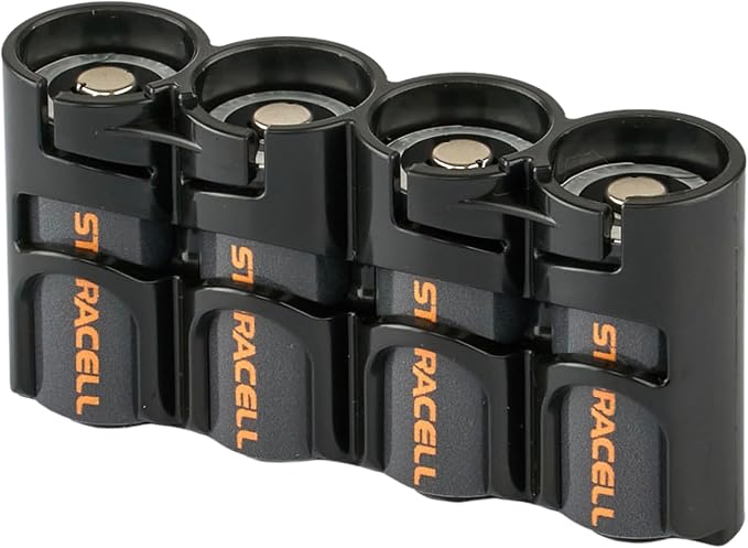 Storacell Slimline CR123 Battery Storage Caddy, Black, Holds 4 Batteries (Not Included) by Storacell