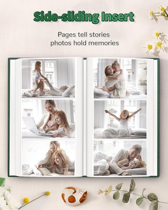 Artfeel Photo Album 4x6 with 300 Pockets,Slip-in Picture Albums,Linen Cover Memory Book with Front Window,White Page Vertical Photo Book for Wedding,Family,Anniversare,Baby,Vacation - Image 5