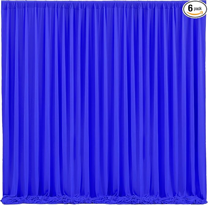 Royal Blue Backdrop Curtain 6 Panels-Wrinkle-Free Royal Blue Curtains Polyester Photography Drapes for Baby Shower Birthday Party Photo Background Backdrop Stand- 24 X10FT by WishCare