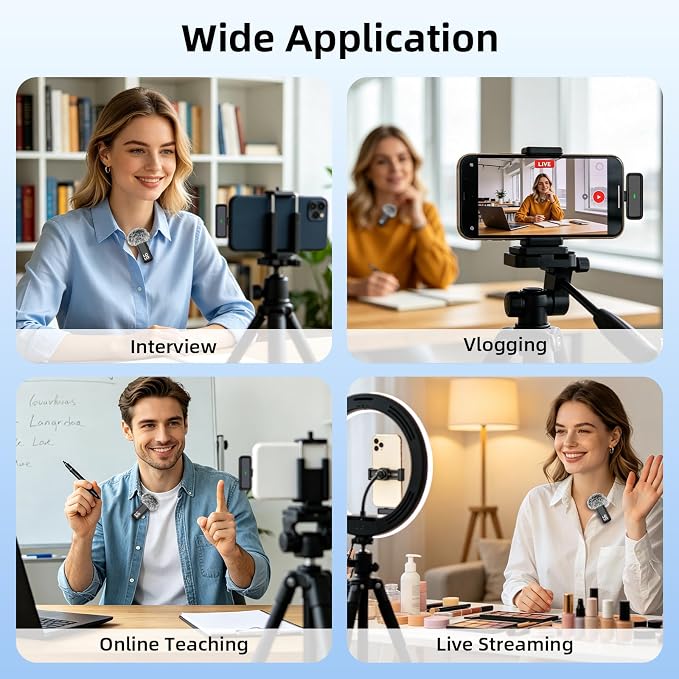 Wireless Microphone for iPhone Android Phone, USB C Mini Clip on Mic | Noise Canceling, 24H Battery Life with Charging Case, 70Ft Range, Lavalier Mic for Content Creators Video Recording Vlogging - Image 9