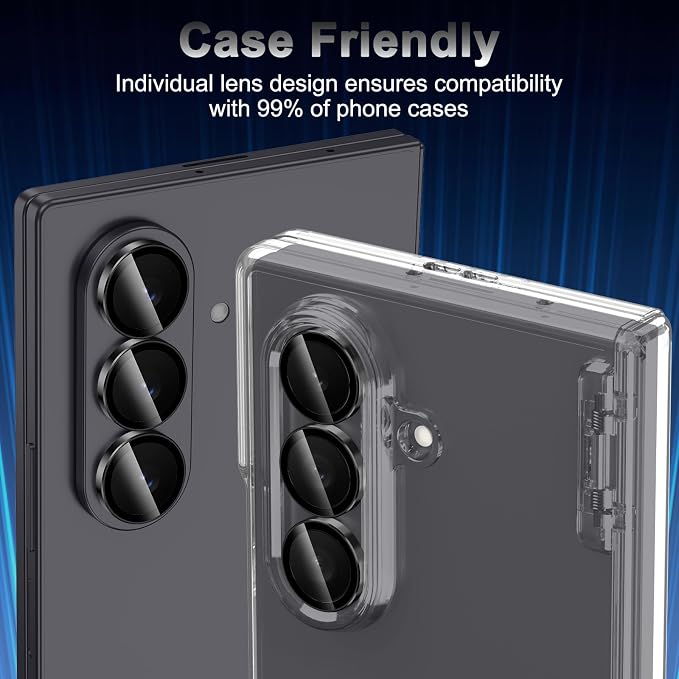 Meshine for Samsung Galaxy Z Fold 7 Camera Lens Protector,Scratch Proof,Strong Adsorption,9H Hardness with Metal Ring Camera Cover,Ultra Thin Case Friendly, Accessories Lens Protector,Black - Image 6