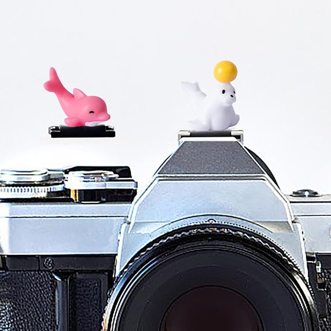 Camera Hot Shoe Cover, Cartoon Hot Shoe Cap, Hot Shoe Protector Compatible with Sony Fujifilm Fuji Canon Nikon Pentax Leical Panasonic (2pcs Seal Dolphin) by MENGSOOD