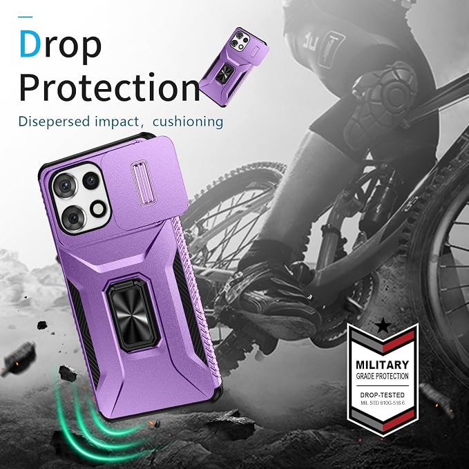 for Moto G Play 5G 2025 Case with Sliding Camera Lens Cover,HD Screen Protector,360° Rotating Ring Kickstand,AYMECL Military-Grade Shockproof Protective Cover for Motorola G Power 2025,Purple - Image 6