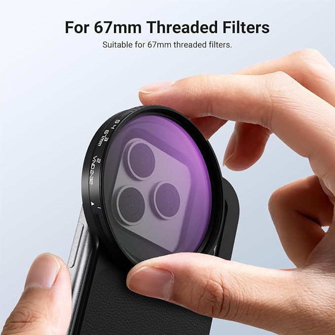 NEEWER 6.3" Magnetic Phone Lens Filter Mount Adapter Backplate Accessories with 67mm Variable Neutral Density Filter (ND 2-32) Compatible with MagSafe iPhone 12/13/14/15/16/17 & Pro Versions - Image 5