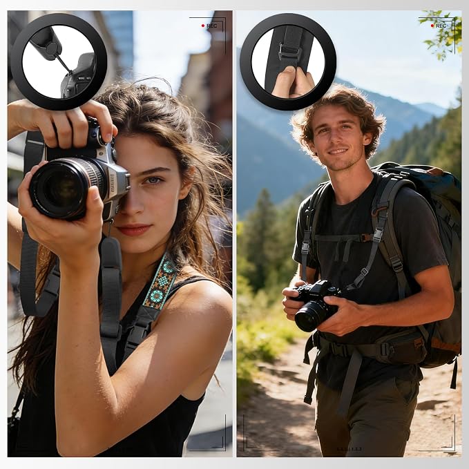 Adjustable Camera Neck Strap, Vintage Embroidered Shoulder & Crossbody Camera Strap with 4 Connection Ways, Anti-Slip Camera Strap for DSLR, Mirrorless & Camcorder, Travel & Outdoor Photography Gear - Image 2