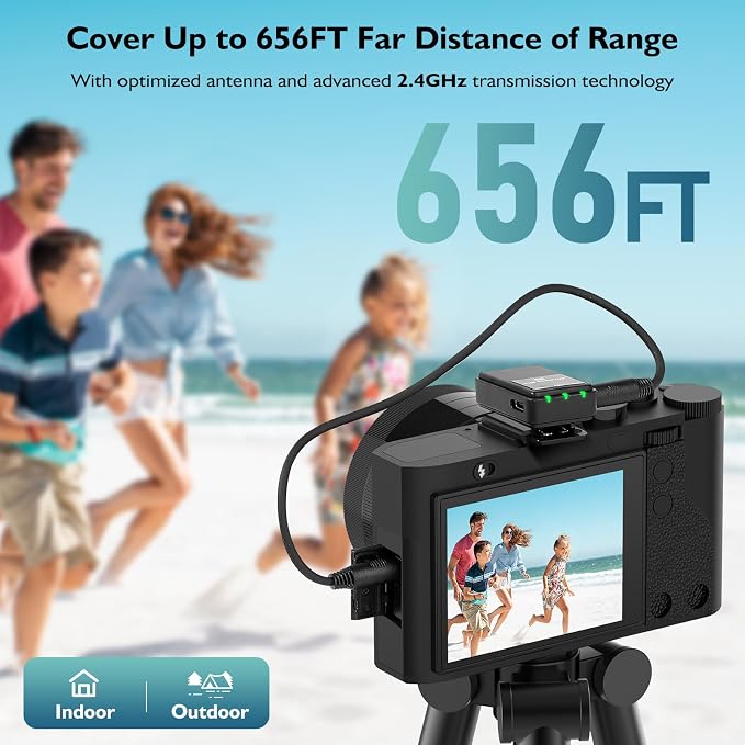 Ecomxia Wireless Lavalier Microphone (2 TX + 1RX + Charging Case) for DSLR Camera iPhone Android PC 656FT Range Professional Lapel Mic Wireless with 48KHZ/24Bit Clear Voice, 30Hours Vlogging - Image 7