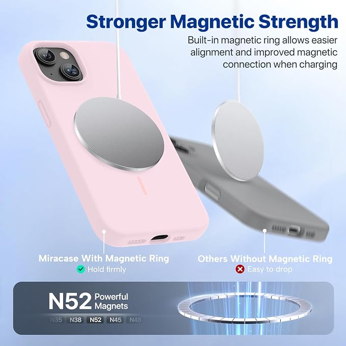 Miracase Silicone & Magnetic for iPhone 13 Case, Sand Pink | Compatible with MagSafe, Soft Microfiber Lining, Premium Silicone Cover Shockproof Drop Protection Phone Case for 13 - Image 5