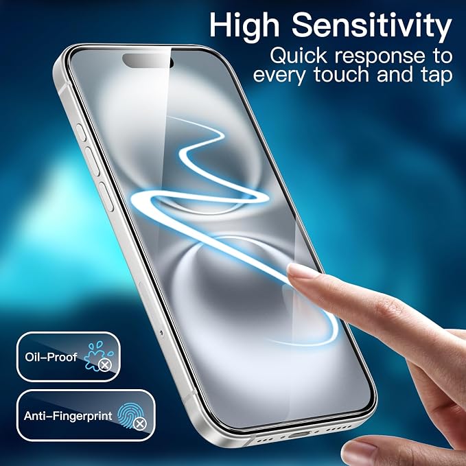 JETech Screen Protector for iPhone 16, 2+2 Pack | with Camera Lens Protector, HD Clear Tempered Glass, Anti-Scratch Protection, Easy Installation Tool - Image 6