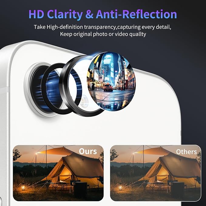 Camera Lens Protector for iPhone 16e / iPhone 17e,1 Pack | Tempered Metal Glass Camera Cover Film,HD Clear,Anti-Scratch Lens Screen Protector Film,Case Friendly,Black Titanium - Image 3