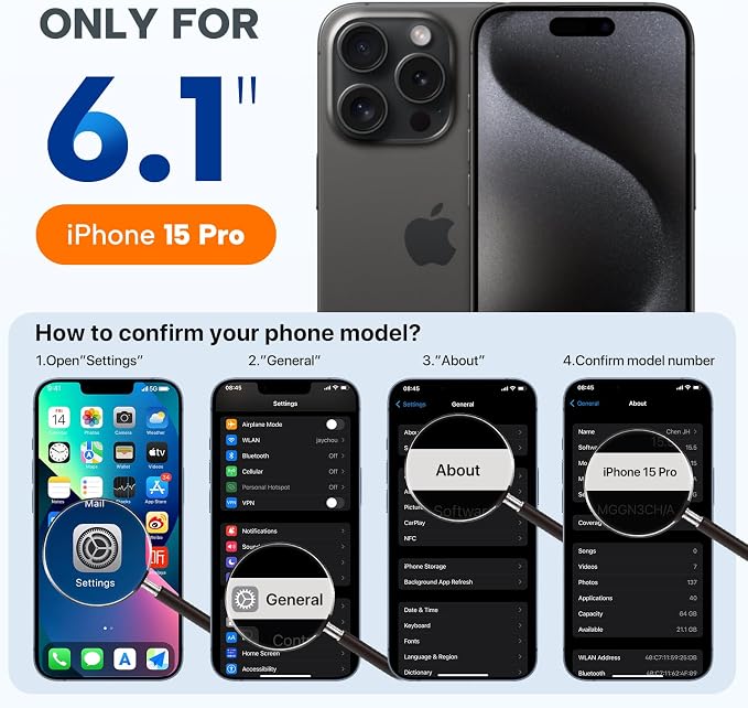 Miracase Magnetic for iPhone 15 Pro Case, Silicone, Soft Microfiber Lining - Image 8