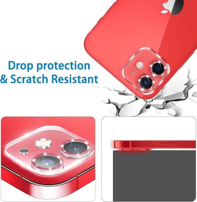 Dengduoduo 3 Pack Tempered Glass Camera Lens Protector for iPhone 12 6.1" Bling Glitter Sparkle, Ultra HD, 9H Hardness, Anti-Scratch, Case Friendly, Easy to Install [No Affect on Night Shots] - Image 4