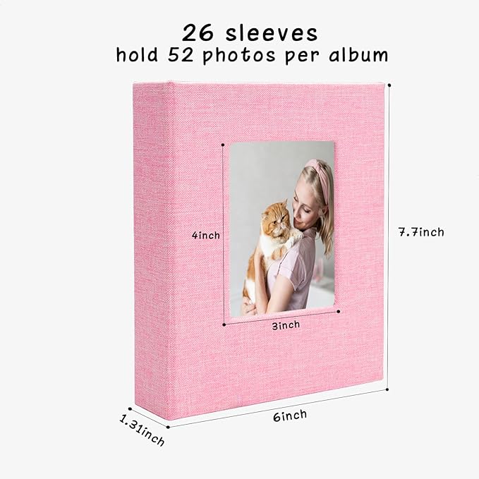 Small Photo Album 5x7 Linen Picture Book, Each Mini 26-Page Album Holds 52 Photos, Art Presentation Folder for Postcards & Picture Storage - Image 5