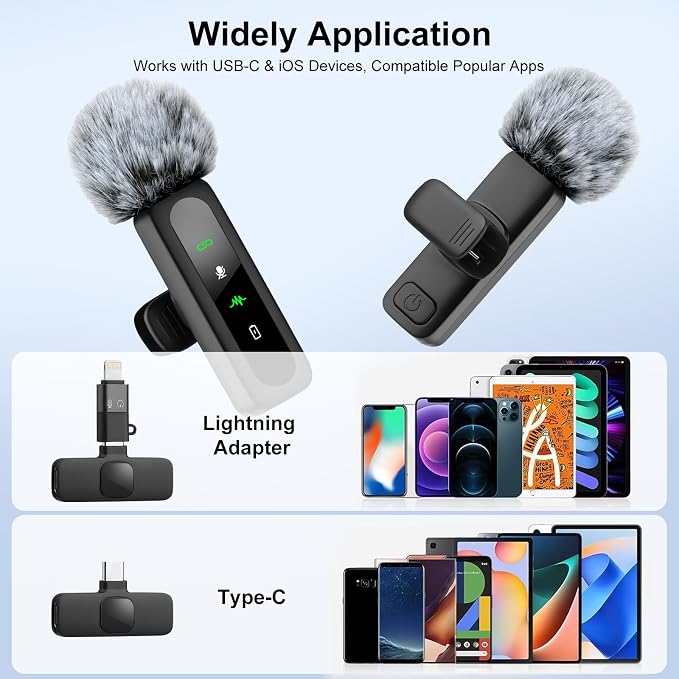 Wireless Mini Microphone for iPhone-Noise Reduction Lapel Mic for Ipad, Android,Clip-on Mini Microphone,Ideal for Vlog Tiktok YouTube Podcast Content Creator - Image 6