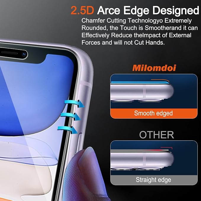 Milomdoi Screen Protector for iPhone 11,Tempered Glass | 4+4 Pack, 9H+ Hardness, Camera Lens Protector, Military Grade Shatterproof, Easy Installation, No Bubbles, Case Friendly - Image 6