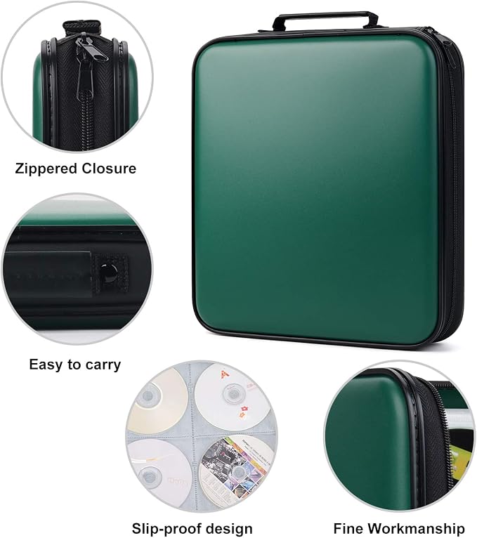 DVD Storage CD Case Holder: 160 Capacity CD Sleeves Black Disc Cases Binder for Car - CD Hard Organizer Box - Large DVD Wallet for Movie/Music/Game & Portable CD Book - Image 4