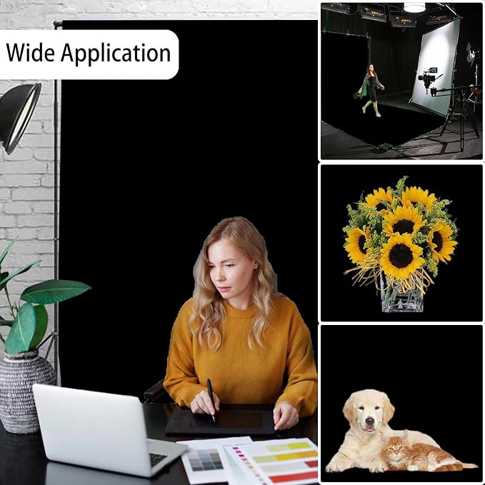 Black Photography Backdrop for Photoshoot, Fabric 10x20ft | Versatile Studio Photo Backgrounds, Non Reflective, Easy to Use, for Portraits, Product, Party, Video Creation - Image 2