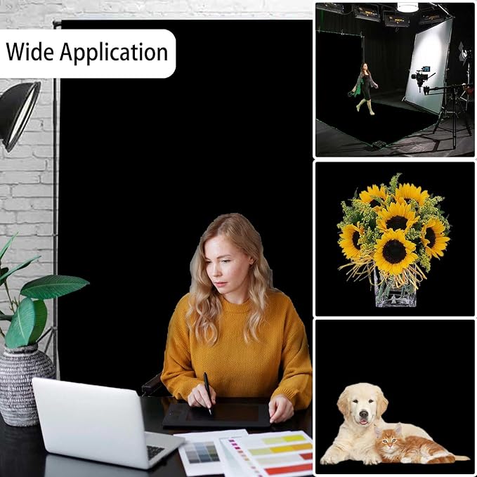 Black Photography Backdrop for Photoshoot, Fabric 3x5ft | Versatile Studio Photo Backgrounds, Non Reflective, Easy to Use, for Portraits, Product, Party, Video Creation - Image 3