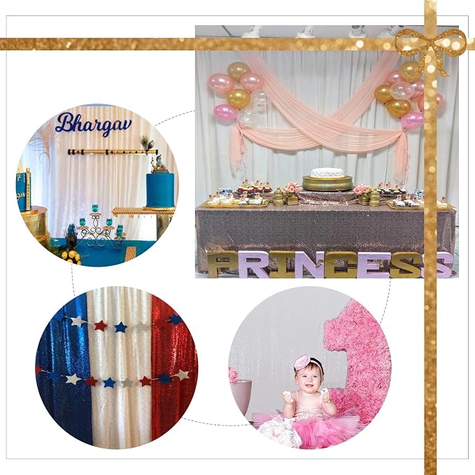 Poise3EHome White Sequin Backdrop, 8FT x 10FT Sequin Photography Backdrop Curtain for Party Decoration - Image 4