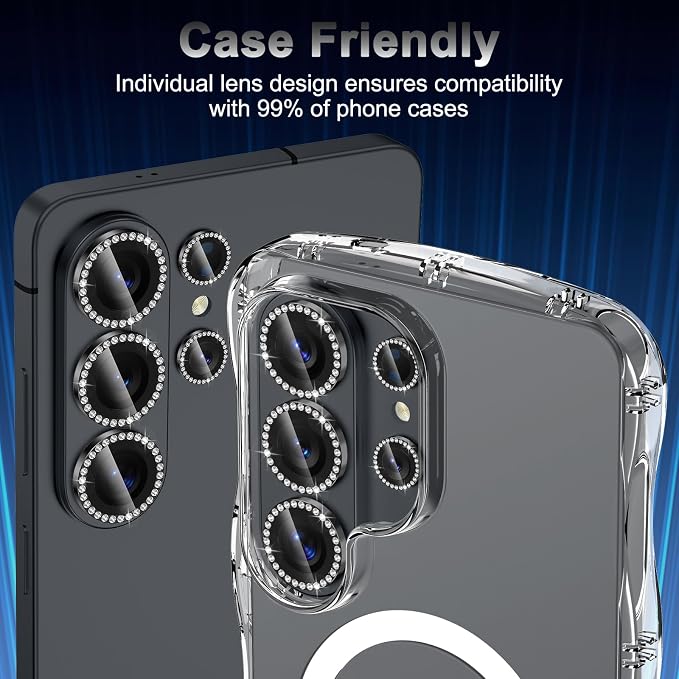 Meshine for Samsung Galaxy S26 Ultra Camera Lens Protector,Scratch Proof,Strong Adsorption,9H Hardness with Metal Ring Camera Cover,Ultra Thin Case Friendly, Accessories Lens Protector,Shiny Black - Image 6