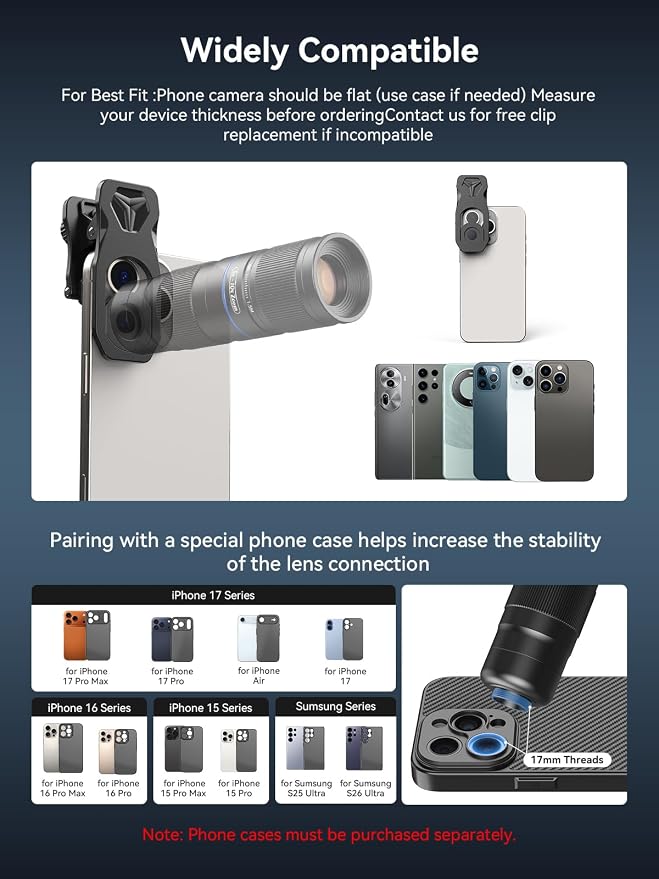 MIAO LAB 5-10X Zoom Telephoto Lens, High Power Telephoto Mobile Cell Phone Lens for iPhone 17/16/15/14/13 Series, Samsung, Android Phone and Most Smartphone - Image 7