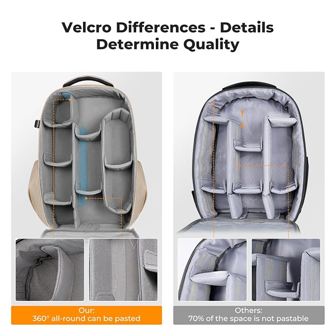 K&F CONCEPT Camera Backpack,Hardshell Photography DSLR Camera Bag | 15-15.6 Inch Laptop Compartment, Waterproof, Hard Shell Camera Case, Compatible with Canon/Nikon/Sony/DJI Mavic Drone, B07 - Image 8