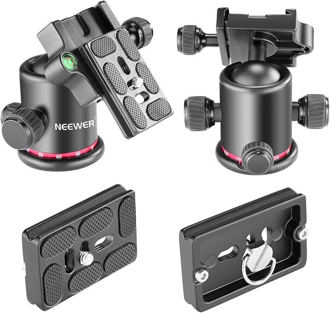 Neewer Professional Metal 360 Degree Rotating Panoramic Ball Head with 1/4 inch Quick Release Plate and Bubble Level,up to 17.6pounds/8kilograms,for Tripod,Monopod,Slider,DSLR Camera,Camcorder - Image 3