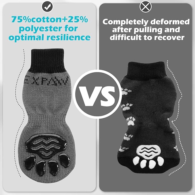 EXPAWLORER Anti-Slip Dog Socks,Dog Boots&Paw Protectors to Prevent Licking,Dog Shoes for Hot/Cold Pavement, Double Sides Non-Skid Traction Control on Hardwood Floor for Senior Dogs - Image 5