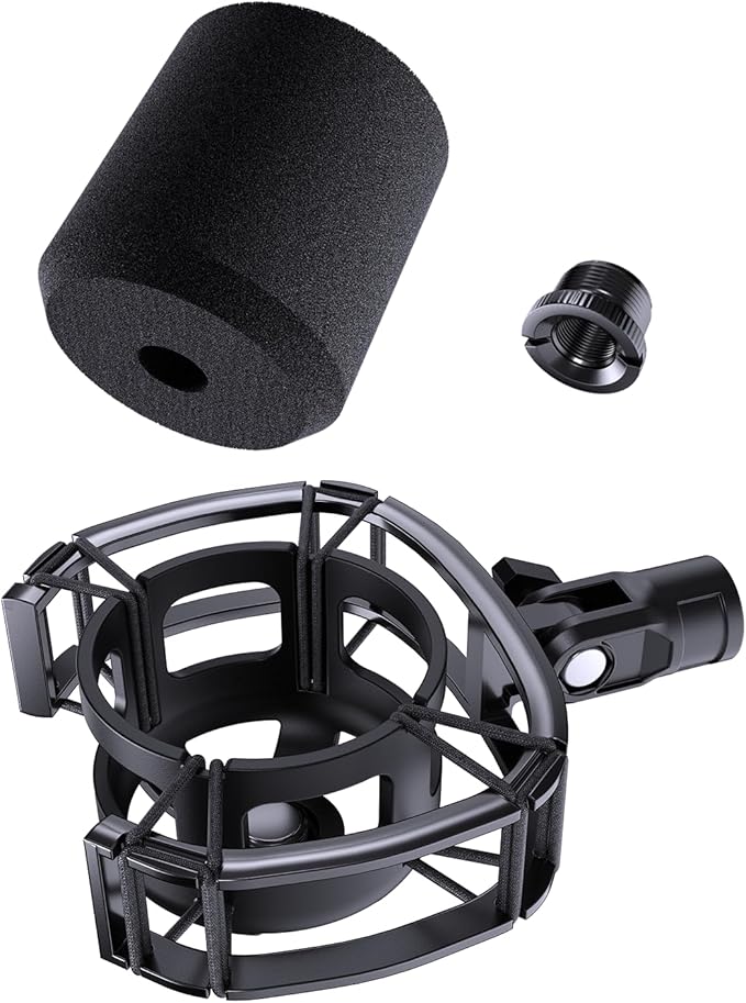 Custom Built for SoloCast Shock Mount with Screw Adapter, Anti-Vibration | Upgrade Elastic Suspension & Holder Clip, for HyperX SoloCast, Mic Stand, Podcast, Streaming, Improves Sound & Recording. by EtourAudio