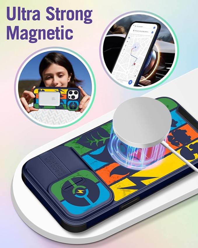 Buleens for iPhone 15 Pro Max Case 6.7 Inch - with Ring Stand & Camera Cover Aesthetic Cute Designed Girls Women Girly Unique Kawaii Cartoon Phone Case for iPhone 15 Pro Max Compatible with Magsafe - Image 4