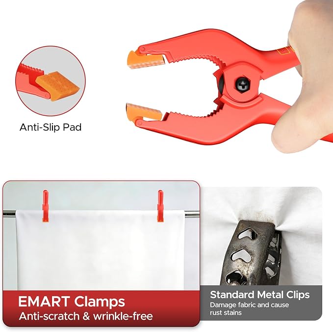 EMART 6 Pack Heavy Duty Spring Clamps 4.5 inch Plastic Backdrop Clips Red | Photo Booth Backdrop Clamps for Backdrop Stand, Balloon Arch, Photography Studio, Woodworking, Crafts, Drawing, Garden, Trap - Image 6